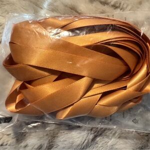 Set of Two: Luxurious Satin Ribbon in Gold/Deep Red